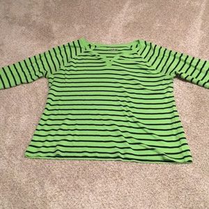 Chaps sport green and black striped top